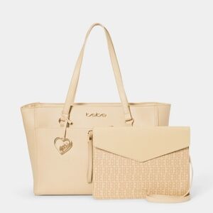 BeBe Tanya Tote W/ Logo Pouch - TanNEVER USED